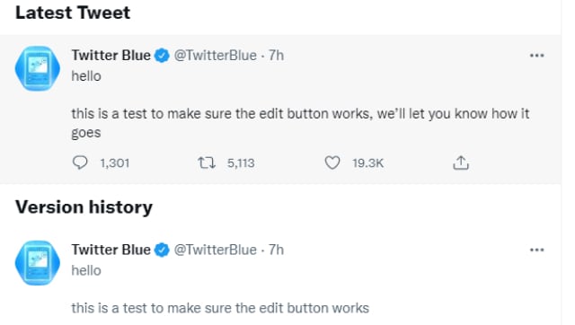 Twitter的编辑按钮终于来了:平台的Twitter蓝色手柄发送第一条编辑过的推文