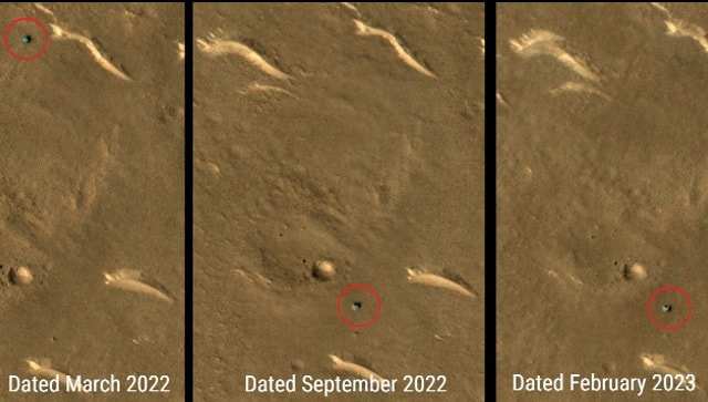 美国宇航局的图片显示，中国的火星探测器几个月来没有移动一英寸